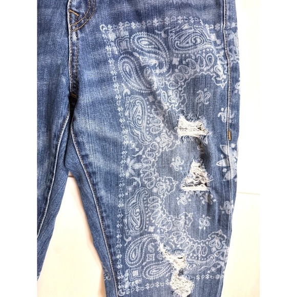 Distressed Boyfriend Jeans Bandana Patch True Religion Cameron Slim Women's 26 - Picture 12 of 16